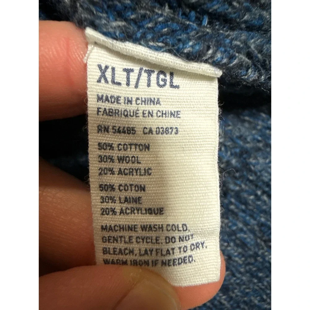 American Eagle Outfitters Mens XLT Blue Marled Shawl Collar Wool Blend Sweater